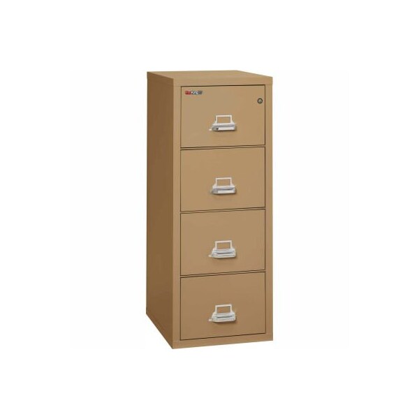 Fire King Fireking Fireproof 4 Drawer Vertical File Cabinet - Letter Size 18"W x 25"D x 53"H - Sand 4/1825CSA - main